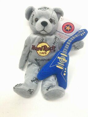 Hard Rock Cafe Singapore Bear Guitar Plush Signature Collection New with tags